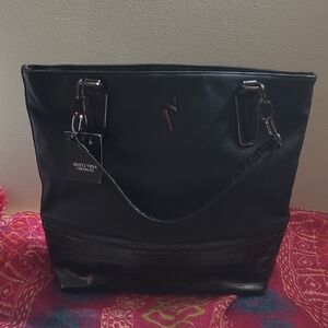 Simply Vera Wang Black Leather Tote Bag